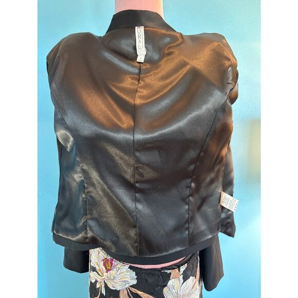 MURAL Black Open Front Blazer Jacket Tuxedo Look Satin Collar Fully Lined Small - Picture 9 of 10